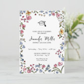 Whimsicalbloms handgezeichnete Graduierungspartei  Feiertagskarte (Stehend Vorderseite)