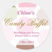 WhimsicalDotty Birthday Candy Buffet Sticker (Vorderseite)