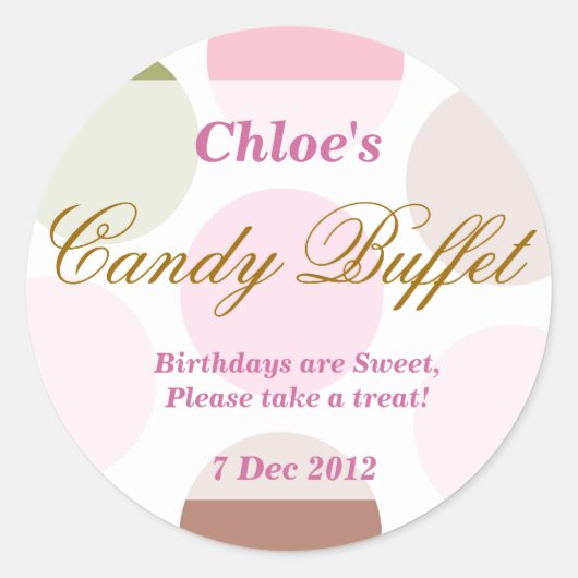 WhimsicalDotty Birthday Candy Buffet Sticker (Vorderseite)