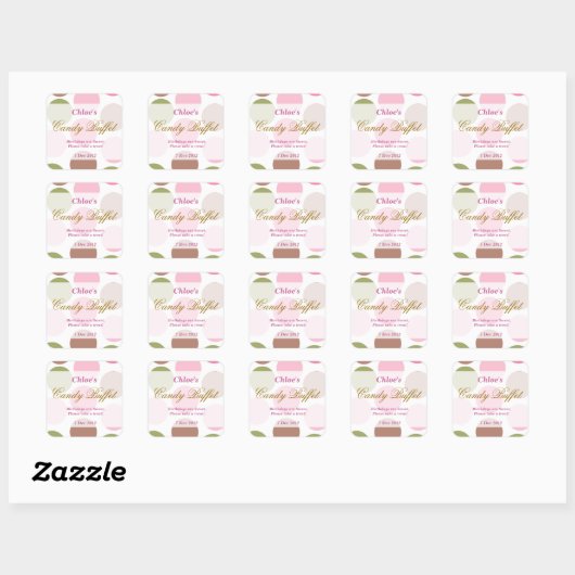 WhimsicalDotty Birthday Candy Buffet Sticker (Blatt)