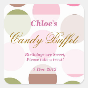 WhimsicalDotty Birthday Candy Buffet Sticker