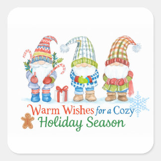 Whimsicale wishes for cozy holiday season quadratischer aufkleber