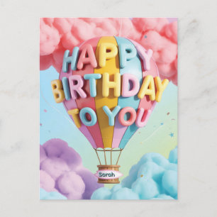 Whimsicaler 3D-"Alles Gute zum Geburtstag"-Heißluf Feiertagspostkarte