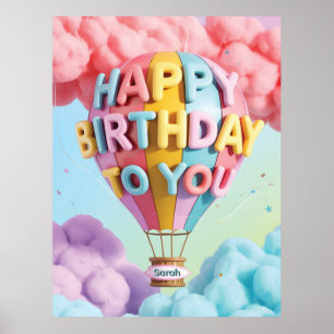 Whimsicaler 3D "Alles Gute zum Geburtstag" Heißluf Poster