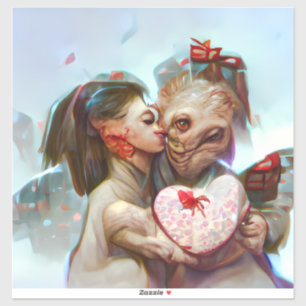 Whimsicaler Alien-Romanze Aufkleber