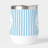 Whimsicaler Blau-Weiß-Streifen Preppy-Monogramm (Links)