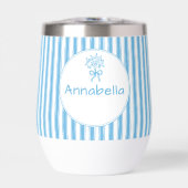 Whimsicaler Blau-Weiß-Streifen Preppy-Monogramm (Vorderseite)