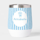 Whimsicaler Blau-Weiß-Streifen Preppy-Monogramm (Rückseite)