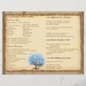 Whimsicaler Blaue Herzblattbaum-Hochzeitsprogramm (Rückseite)