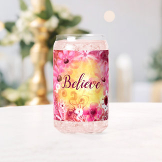 Whimsicaler Blumiger Boho-Botanischer Glaube Kunst Dosenglas