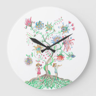 Whimsicaler Blütenbaum Große Wanduhr