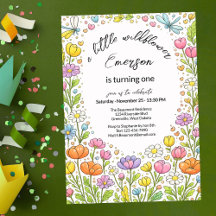 Whimsicaler bunter kleiner Wildblume 1. Geburtstag