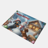 Whimsicaler Dackel Weihnachten  Fußmatte (Schrägansicht)