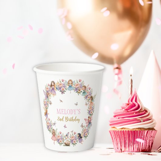Whimsicaler Feen-Blumengarten zum 2. Geburtstag  Pappbecher