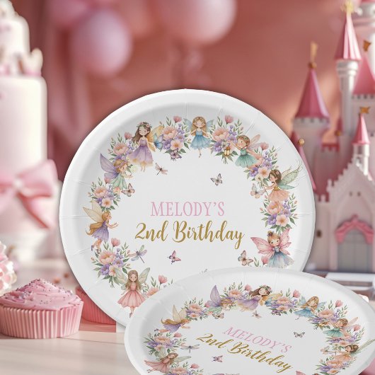 Whimsicaler Feen-Garten zum 2. Geburtstag Pappteller