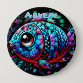 Whimsicaler Fisch mit großen Augen, nautisch perso Button (Vorderseite)