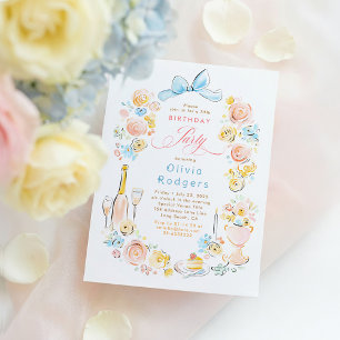 Whimsicaler floraler handgezeichneter Coquette-Bog Einladung