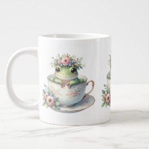 Whimsicaler Frosch in floraler Teetasse Jumbo-Tasse