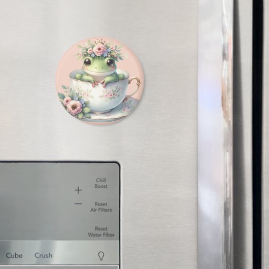 Whimsicaler Frosch in floraler Teetasse Magnet (In Situ (Kühlschrank))