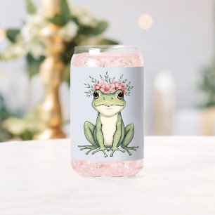 Whimsicaler Frosch mit Blumen Cottagecore-Kunst Dosenglas