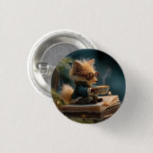 Whimsicaler Fuchs liest Buch und trinkt Tee Button (Vorne & Hinten)