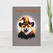 Whimsicaler Fuchs Orange Hexenhut Halloween Karte (Vorderseite)
