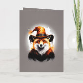 Whimsicaler Fuchs Orange Hexenhut Halloween Karte (Rückseite)
