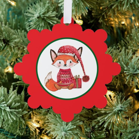 Whimsicaler Fuchs Ornament Karte (Insitu (Baum))