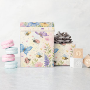 Whimsicaler Garten Schmetterling Marienkäfer Biene Geschenkpapier