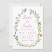 Whimsicaler Garten-Wildblumen-Hochzeit Save The Date (Vorderseite)