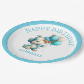 Whimsicaler Geburtstag in Türkis  Pappteller (Schrägansicht)