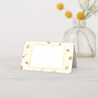 Whimsicaler Gelber Honigbiene-Baby-Shower Platzkarte