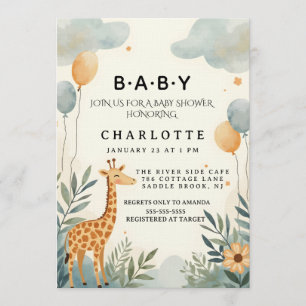 Whimsicaler Giraffe-Baby-Shower Einladung
