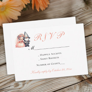 Whimsicaler Gnom  Orange Waldhochzeit RSVP Karte