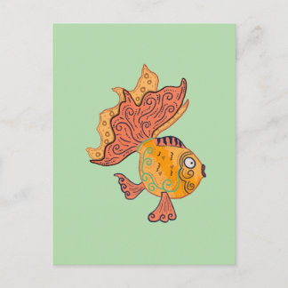Whimsicaler Goldfisch im Boho-Stil | Fantasie mit  Postkarte