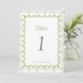 Whimsicaler grüner Gingham-Baby-Shower-Tischnummer (Stehend Vorderseite)