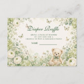 Whimsicaler grüner Teddybär-Windel-Raffle Begleitkarte (Vorderseite)
