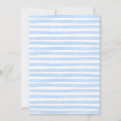 Whimsicaler handgezeichneter blauer Bogen Junge Ba Einladung (Rückseite)