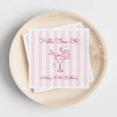 Whimsicaler handgezeichneter Cocktail Pink 30. Geb Serviette