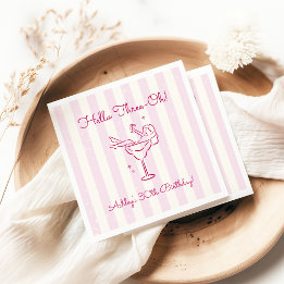 Whimsicaler handgezeichneter Cocktail Pink 30. Geb Serviette
