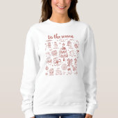 Whimsicaler handgezeichneter Doodle Rot Sweatshirt (Vorderseite)
