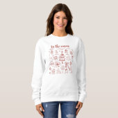 Whimsicaler handgezeichneter Doodle Rot Sweatshirt (Vorne ganz)