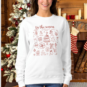 Whimsicaler handgezeichneter Doodle Rot Sweatshirt