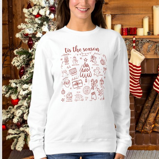 Whimsicaler handgezeichneter Doodle Rot Sweatshirt