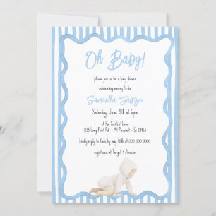 Whimsicaler handgezeichneter Junge Blaue Babyparty Einladung