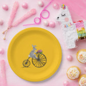 Whimsicaler Hase auf Fahrrad Pappteller (Party)