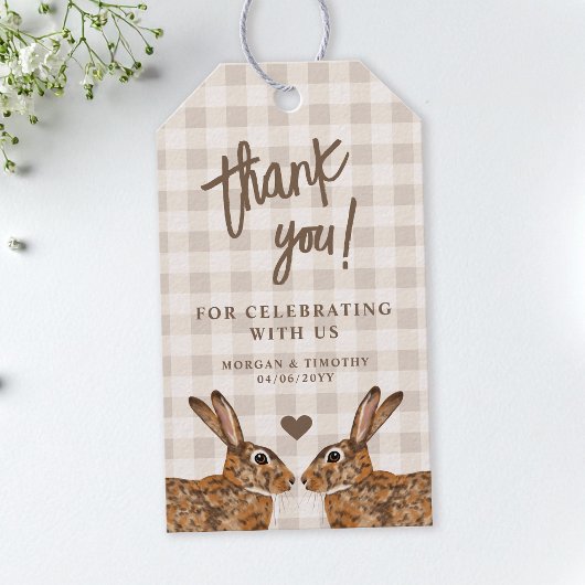 Whimsicaler Hase Hasen Liebeshochzeit Danke Geschenkanhänger
