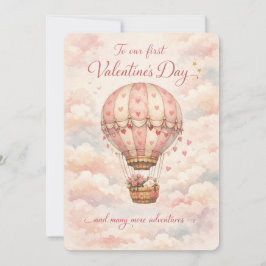 Whimsicaler Heißluftballon zum ersten Valentinstag Feiertagskarte