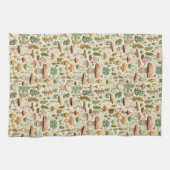 Whimsicaler Herbst-Pilz-Wald nahtloses Muster Geschirrtuch (Horizontal)