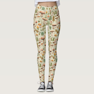 Whimsicaler Herbst-Pilz-Wald nahtloses Muster Leggings